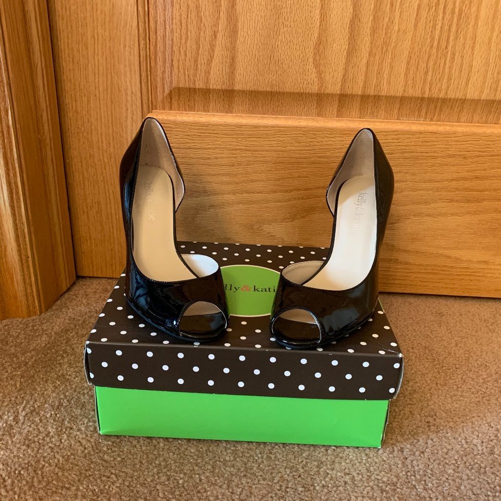 Kelly & Katie Peep Toe Heels, Size 7M, Color: Black